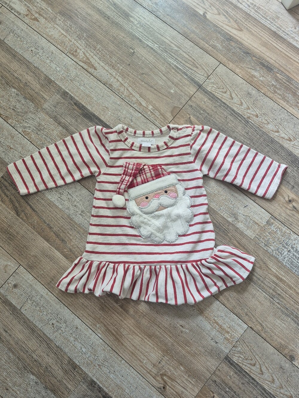 Mud Pie Peplum Santa Top, Size 0-6 Months